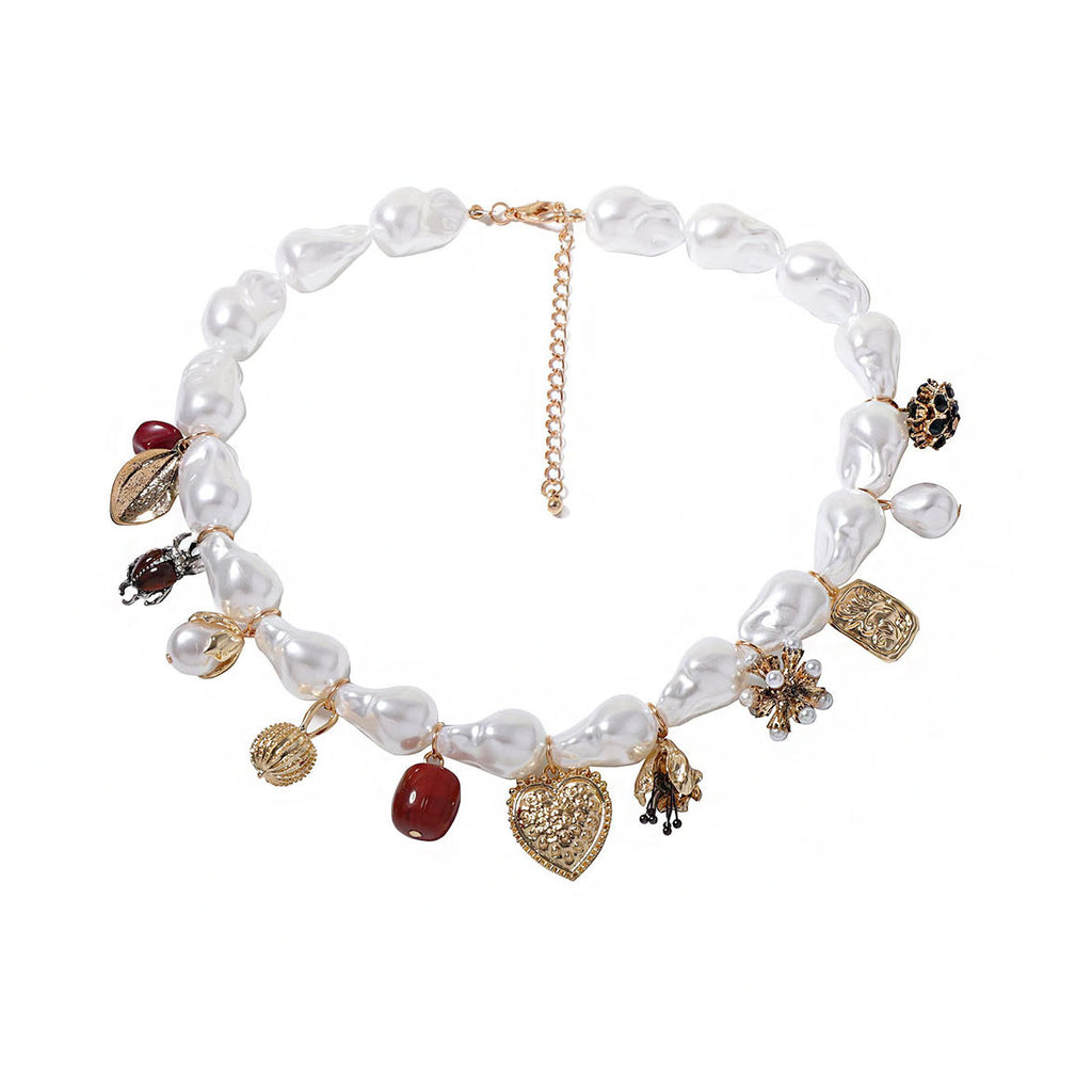 Heart Pearl White 18K Gold Plated Anti Tarnish Charm Necklace Bulk