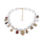 Heart Pearl White 18K Gold Plated Anti Tarnish Charm Necklace Bulk