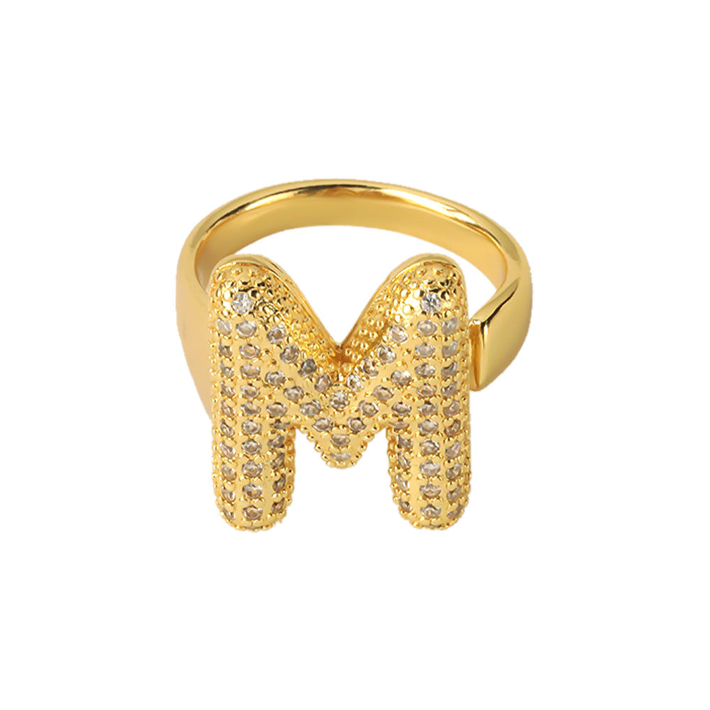 All Initial Letter Alphabets CZ Gold Anti Tarnish Adjustable Ring Bulk
