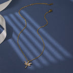 Dragonfly Cubic Zirconia 18K Gold Stainless Steel Anti Tarnish Necklace Pendant Chain For Women