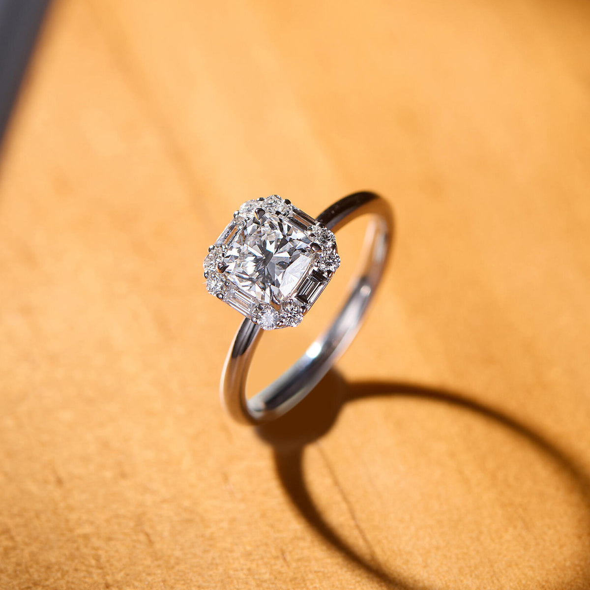 Silver Luxurious Radiant-Cut Cubic Zirconia Copper Adjustable Ring Bulk