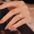 Gold Elegant Bypass Gold Cubic Zirconia Copper Adjustable Ring For Bulk