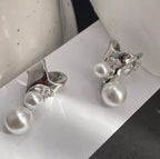 Luxury Silver Sculptural Pearl Copper Right Single Ear Cuff Earrings Bulk