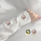 Bulk Black White Pink Clover Floral Gold Pearl Brass Button Cover
