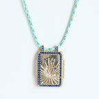Moon CZ 18K Gold Blue Thread Anti Tarnish Necklace Pendant Bulk