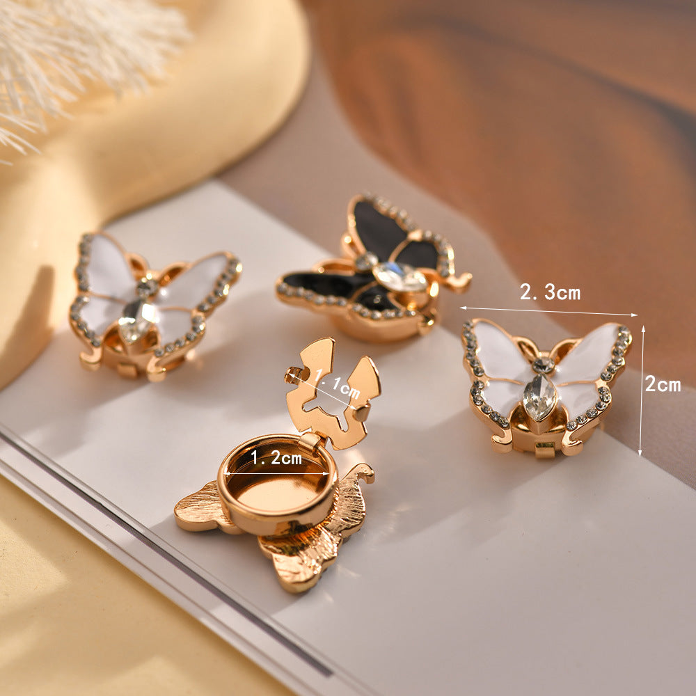 Butterfly Mother Of Pearl 18K Gold White Anti Tarnish Single Shirt Button Cover For Unisex