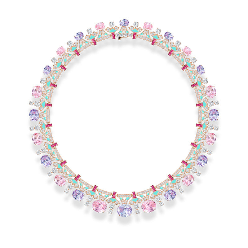 Multi Gemstone Solitaire Pink Purple Necklace Earring For Women Bulk