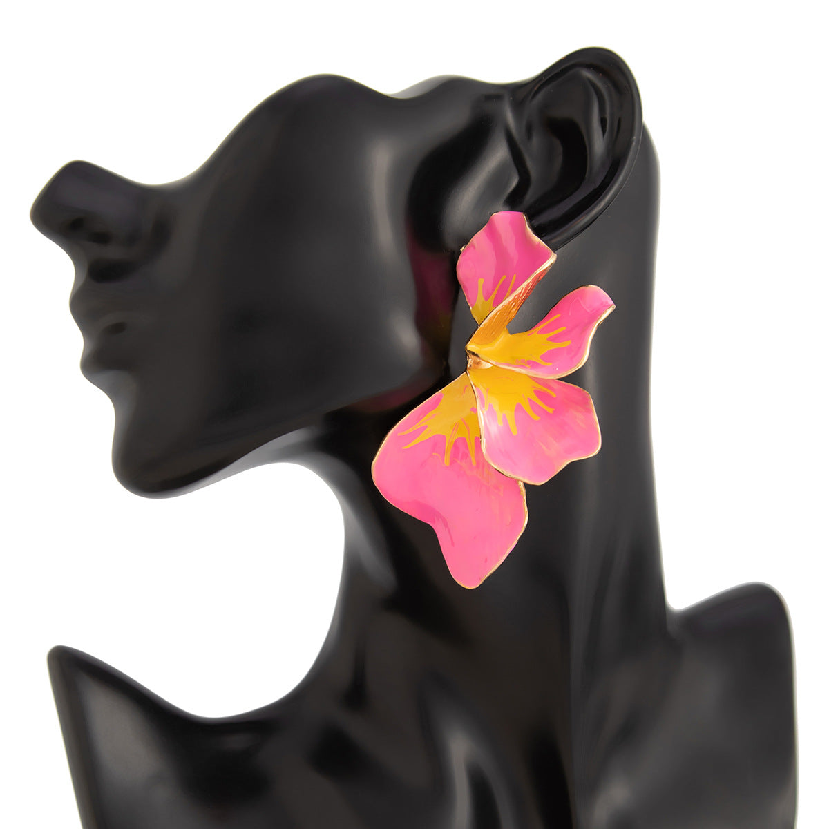 Floral Flower Leaf 18K Gold White Pink Yellow Dangler Earring Bulk