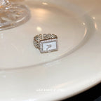 Luxury Rectangular Watch Gold Plated Pearl Fancy Ring For Women Bulk