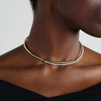 18K Gold Cubic Zirconia Hasli Thick Choker Anti Tarnish Necklace Bulk