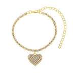 Heart Solitaire CZ 18K Gold Plated Anti Tarnish Anklet Bulk