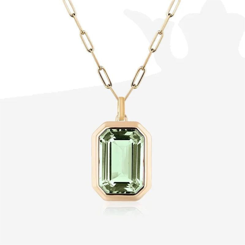 Multi Color Emerald Cut Gold Plated Crystal Copper Pendant Chain Bulk