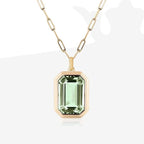 Multi Color Emerald Cut Gold Plated Crystal Copper Pendant Chain Bulk