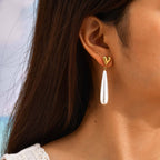Bulk Heart Gold Pearl Anti Tarnish Stainless Steel Dangler Earrings