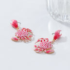 Crab Pink White Sea Face Beach Dangler Earring For Women Bulk