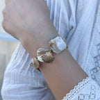 Shell Multi Gemstone Beads 18K Gold Anti Tarnish Bracelet Women Bulk