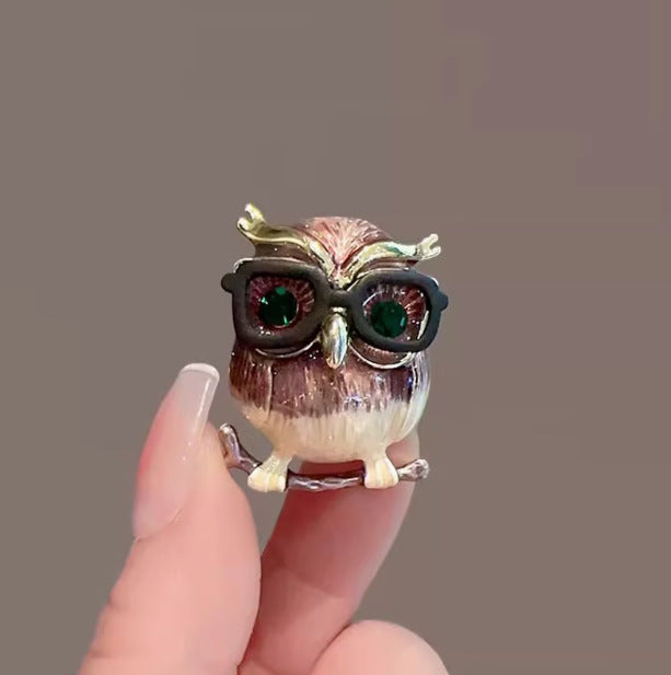 Brown Owl Gold Plated Rhinestone Brooch For Women Bulk