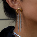 Glamorous Long FringeGold Silver Stainless Steel Dangler Earrings Bulk