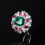 Pink Marquise Emerald Green Multi CZ Silver Anti Tarnish Ring Bulk