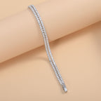Bulk Luxury Double Line Round Cut Gold Silver Plated CZ Copper Bracelet