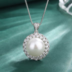 White Silver Pearl CZ Anti Tarnish Necklace Earring Set Bulk