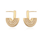 Half Round CZ 18K Gold Silver Anti Tarnish Hoop Earring Bulk