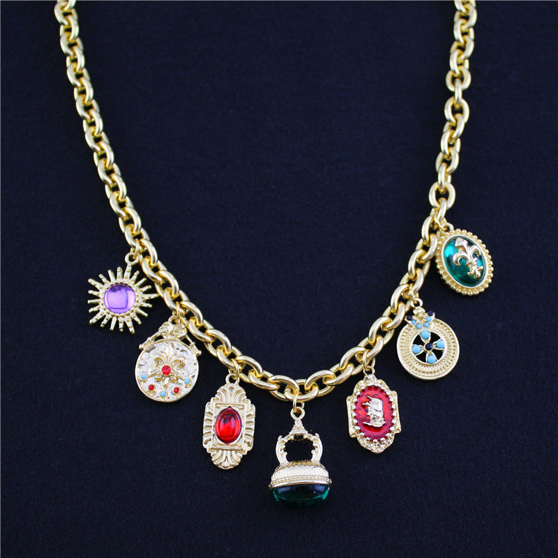 Multi Gemstone Green Red Green Anti Tarnish Charm Necklace Women Bulk Secondary image