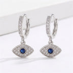 Gold Silver Evil Eye Cubic Zirconia Copper Drop Earrings For Women