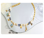 Drop Pearl Blue Purple 18K Gold Anti Tarnish Necklace Chain Women Bulk