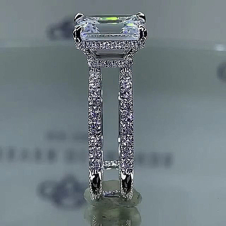 Square Solitaire Cubic Zirconia Silver Anti Tarnish Ring Women Bulk