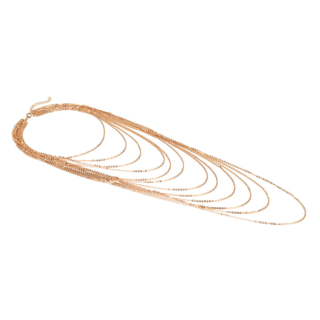 18K Gold Multi-Layer Long Necklace Chain For Women Bulk