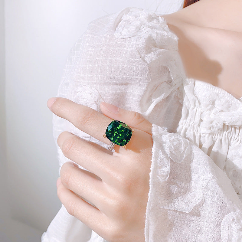 Luxury Silver Pink Green Solitaire CZ Anti Tarnish Free Size Ring Bulk