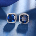 Square Silver Red Green Blue CZ Anti Tarnish Stud Earring Bulk