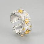 Designer Floral CZ Dual Tone Gold Silver Plated Copper Cocktail Ring Bulk