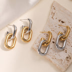 Gold Silver Dual Tone Chain Link Copper Drop Earrings For Women Bulk