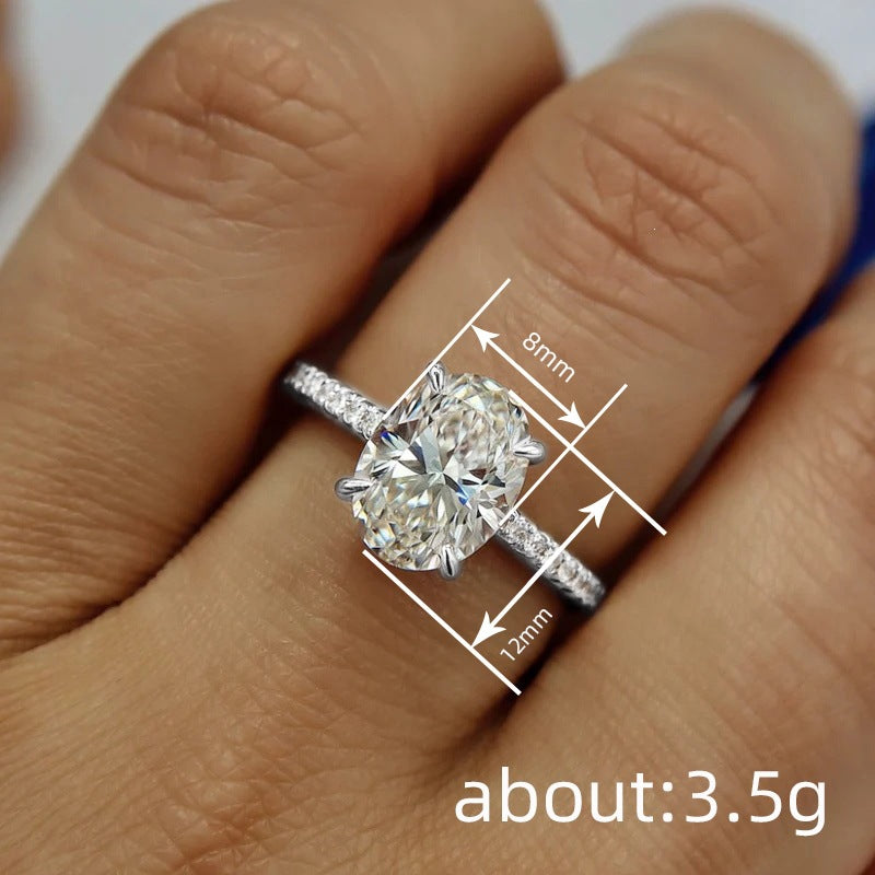 Gold Silver Oval Cubic Zirconia Copper Anti Tarnish Size Ring Women Bulk