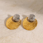 Designer Dual Tone Textured Gold Silver Plated Copper Hoop Earrings Bulk