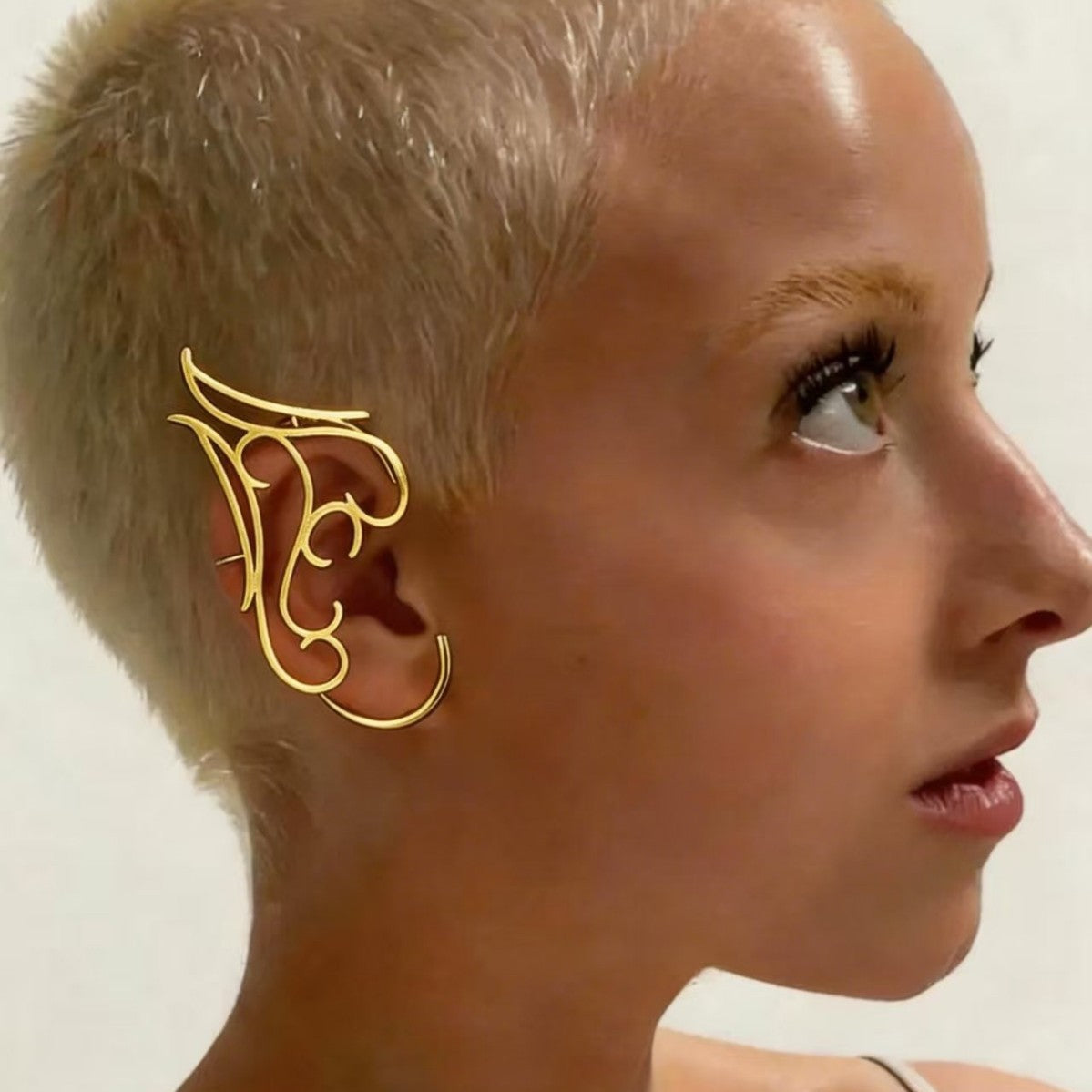 Minimalist Calligraphy Gold Plated Plain Single Ear Cuff Earrings Bulk