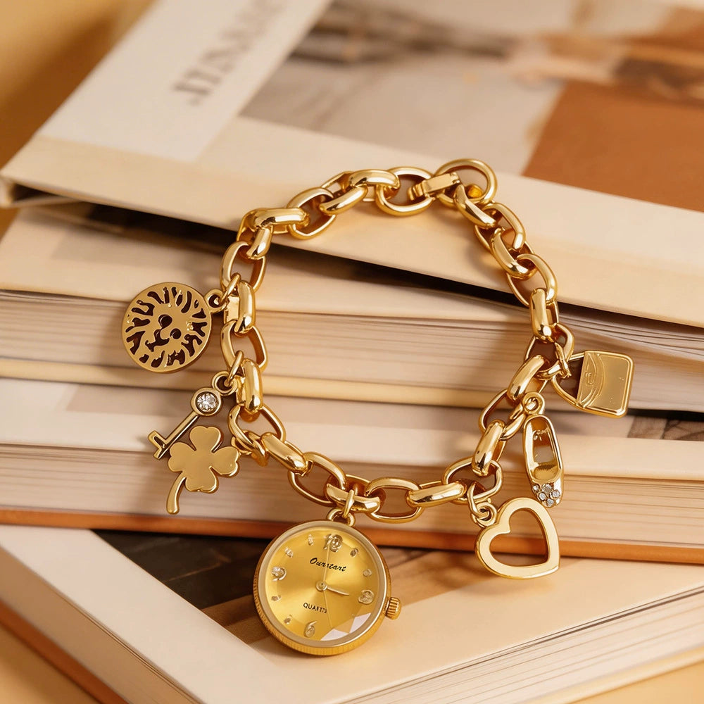 Multi Color Watch Gold Plated Charms Enamel Bracelet For Women Bulk