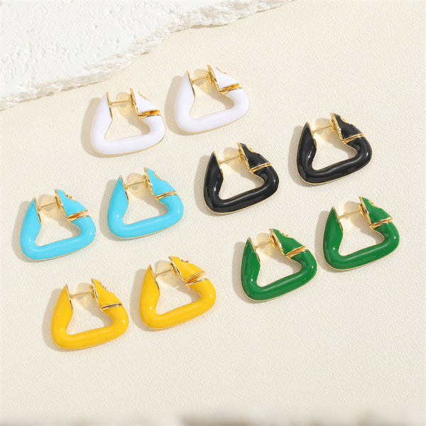 Colorful Geometric Triangle 18K Gold Hoop Earring For Women Bulk Main image