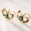Multi Color Evil Eye Gold Cubic Zirconia Copper Stud Earrings Women Bulk