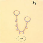 Teardrop Dangle Chain Gold Plated CZ Crystal Multi Finger Ring Bulk