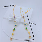 Multi Gemstone Solitaire CZ Gold Anti Tarnish Long Necklace Chain Bulk