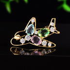 Modern Aircraft Style Gold Plated Multi Color Crystal Copper Brooch Bulk