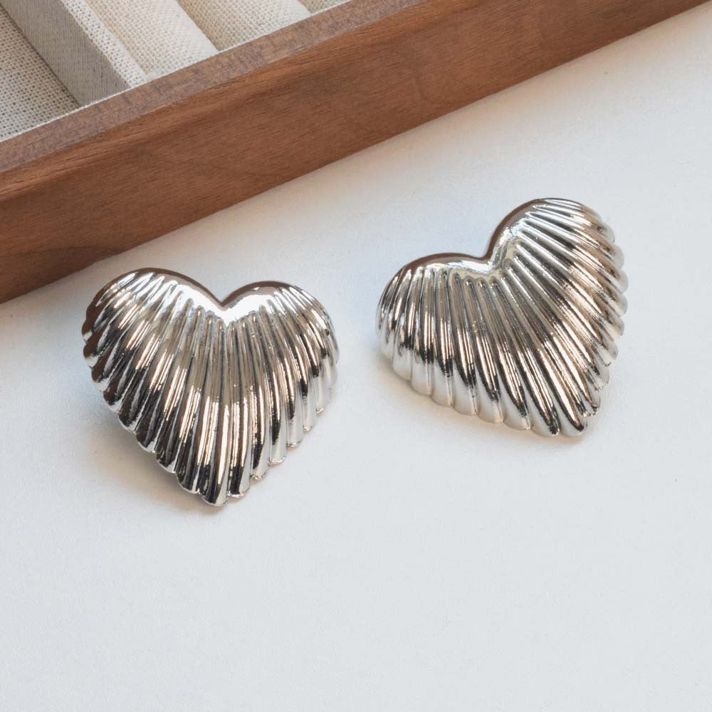 Heart Love 18K Gold Silver Stud Earring For Women Bulk