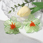 Acrylic Transparent Flower Orange Dangler Stud Earring For Women Bulk