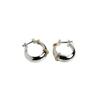 Modern Dual Tone Silver Plated CZ Stainless Steel Hoop Earrings Bulk