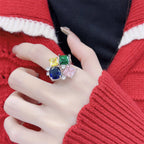 Wholesale Multi-Shape Cluster Silver CZ Copper Anti Tarnish Fancy Ring