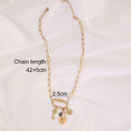 Evil Eye Sun Key Lock Charm 18K Gold Stainless Steel Anti Tarnish Enamel Link Chain Necklace For Women