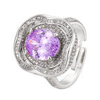 Cushion Silver Pink Purple Yellow Solitaire CZ Anti Tarnish Ring Bulk